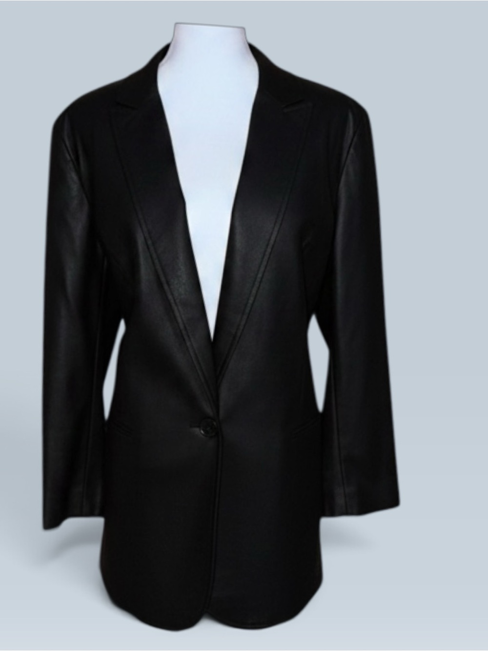 Express Black Pleather Single-Button Blazer Jacket
